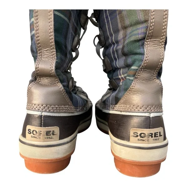 Sorel Women’s Tivoli High Waterproof Winter Boots – Brown w/ blue-grn plaid sz 6 - Picture 4 of 11